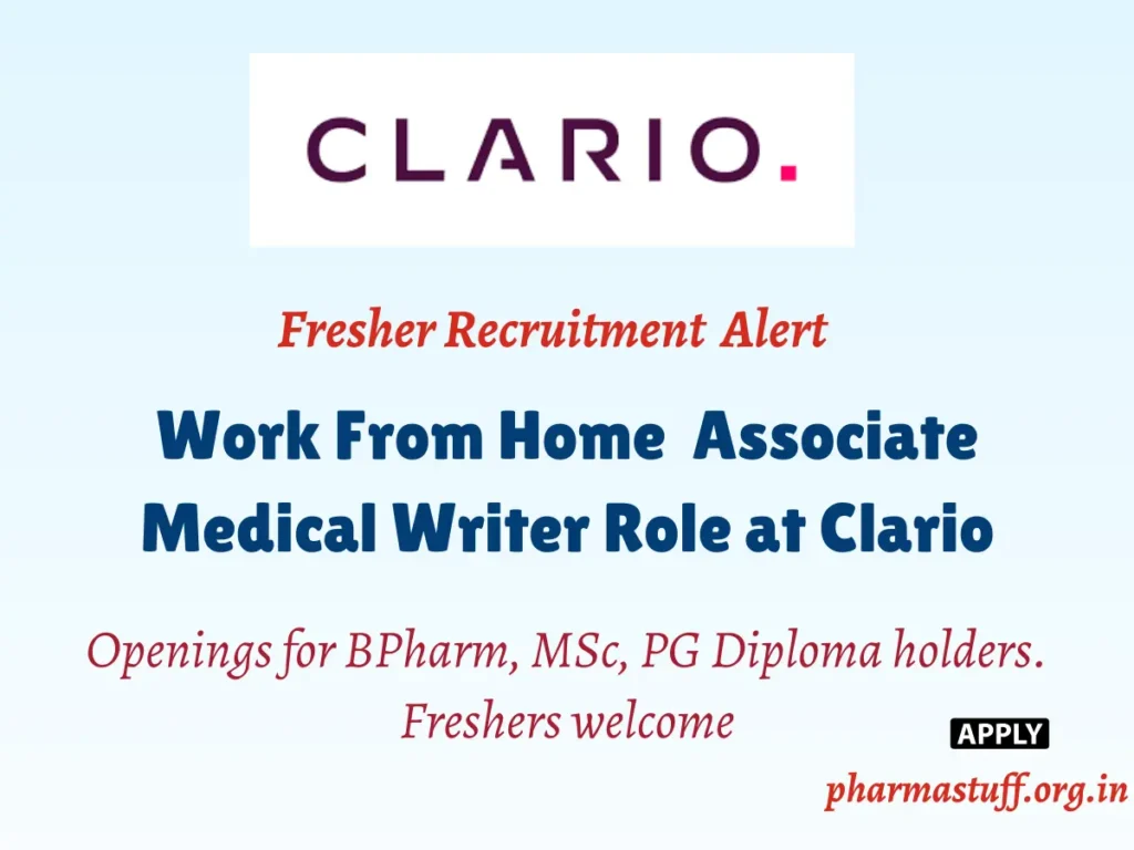 Work From Home Fresher Associate Medical Writer Role at Clario
