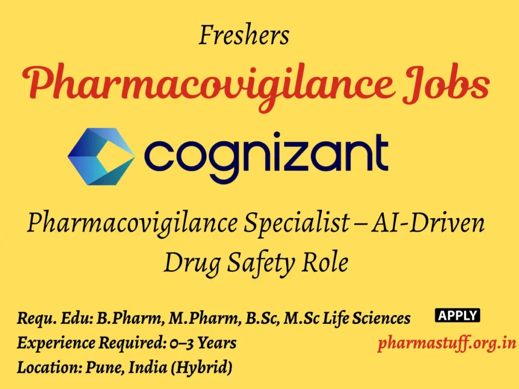 Pharmacovigilance Specialist with Generative AI Expertise at Cognizant