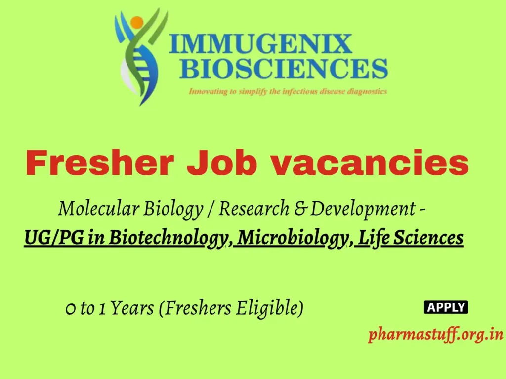 Research Associate Jobs for Biotechnology & Microbiology Freshers in Chennai