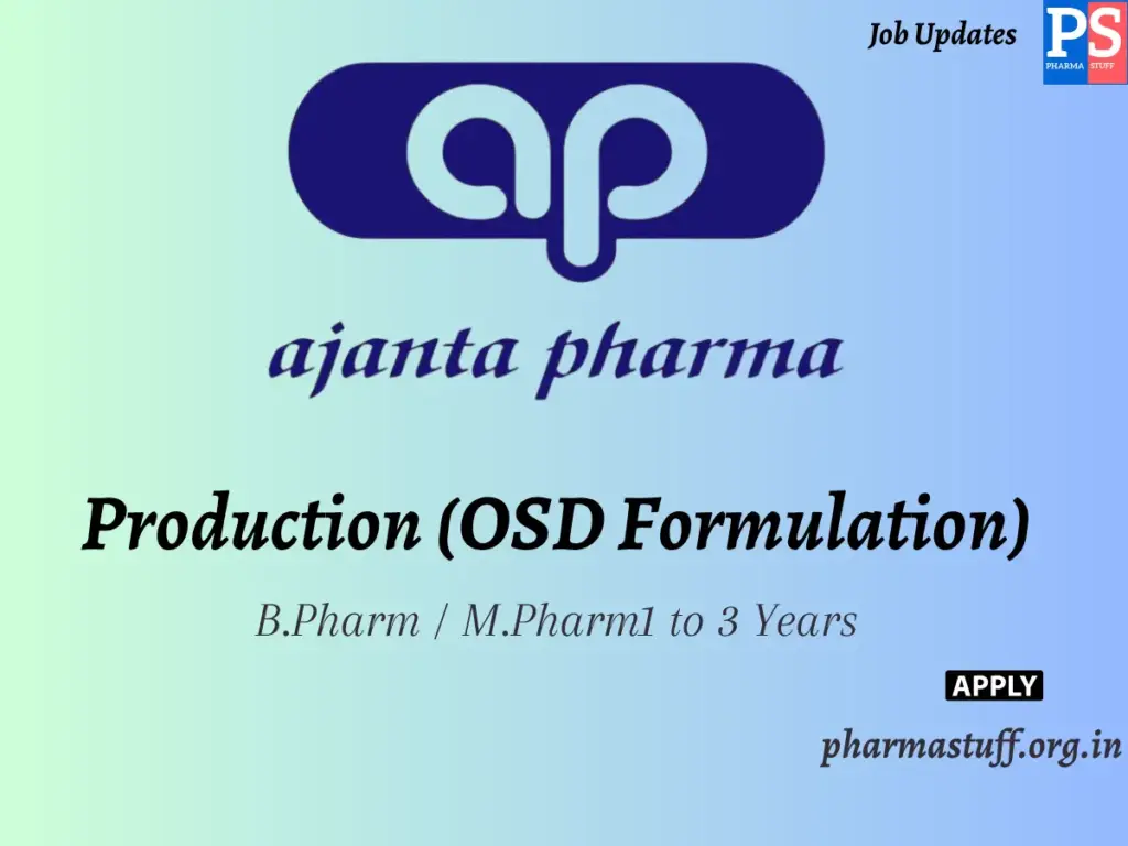 Ajanta Pharma Hiring Production (OSD Formulation)