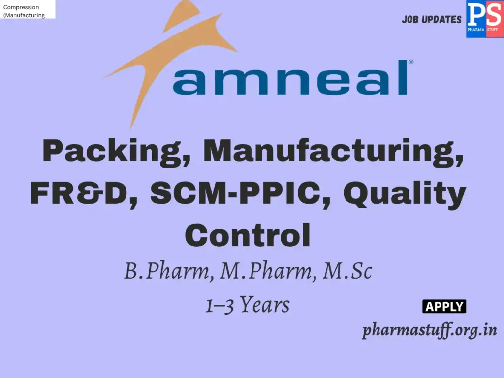 Amneal Pharmaceuticals Hiring Compression (Manufacturing Operations)