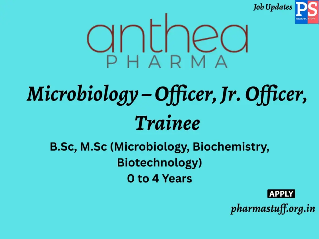 Anthea Pharma Walk-In Microbiology – Officer, Jr. Officer, Trainee