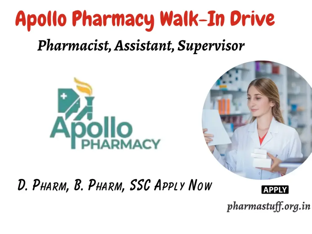 Apollo Pharmacy Walk-In Drive at Indore | D. Pharm, B. Pharm, SSC | Pharmacist, Assistant, Supervisor