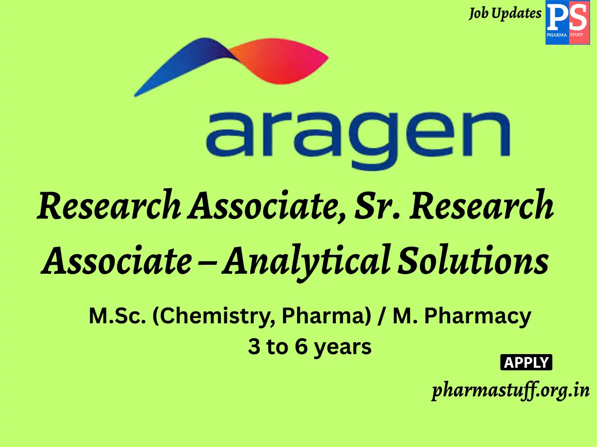 Aragen Lifesciences Walk In Research Associate Sr. Research Associate – Analytical Solutions