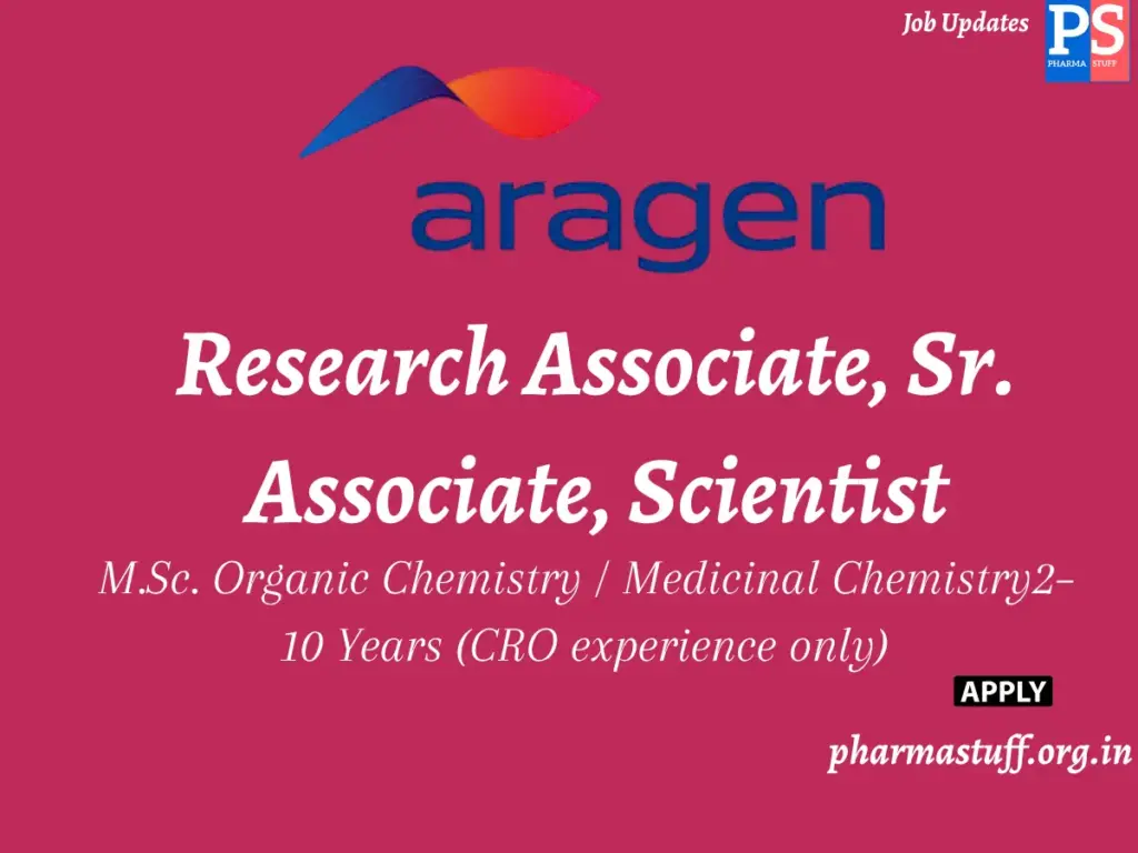 Aragen Lifesciences Walk-in Research Associate, Sr. Associate, Scientist