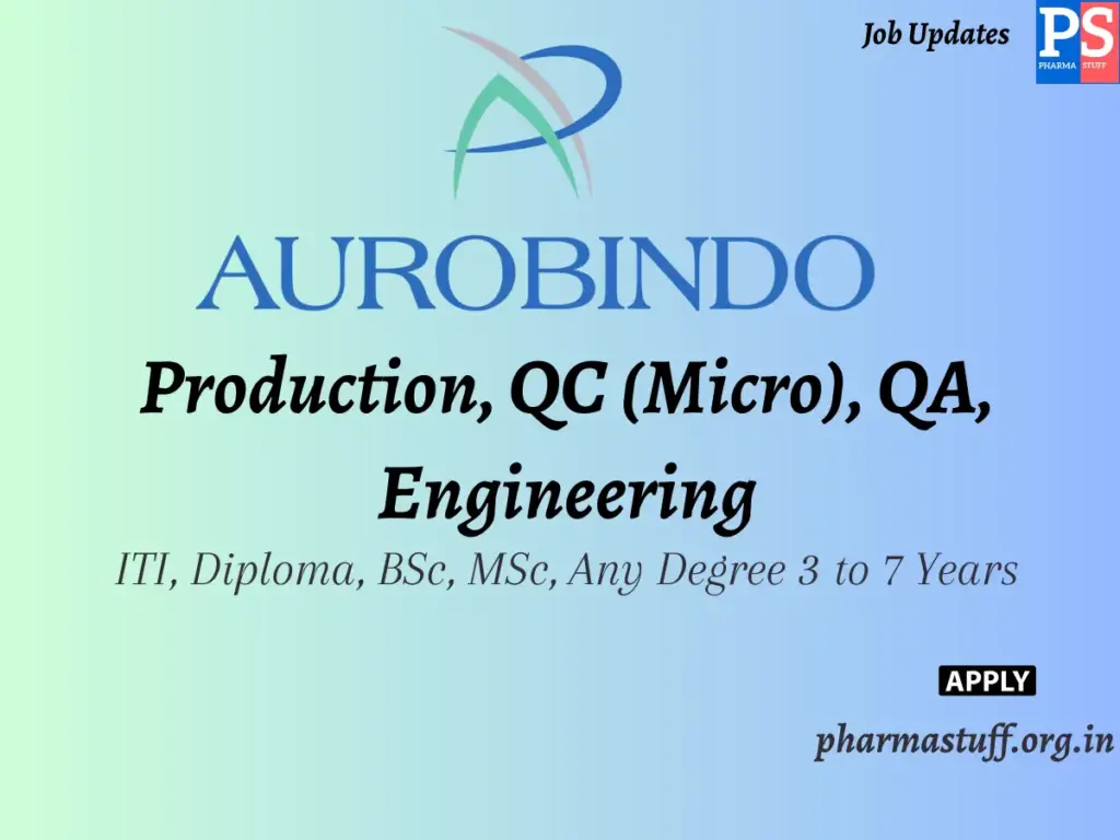 Aurobindo Pharma (APL) Hiring Production, QC (Micro), QA, Engineering