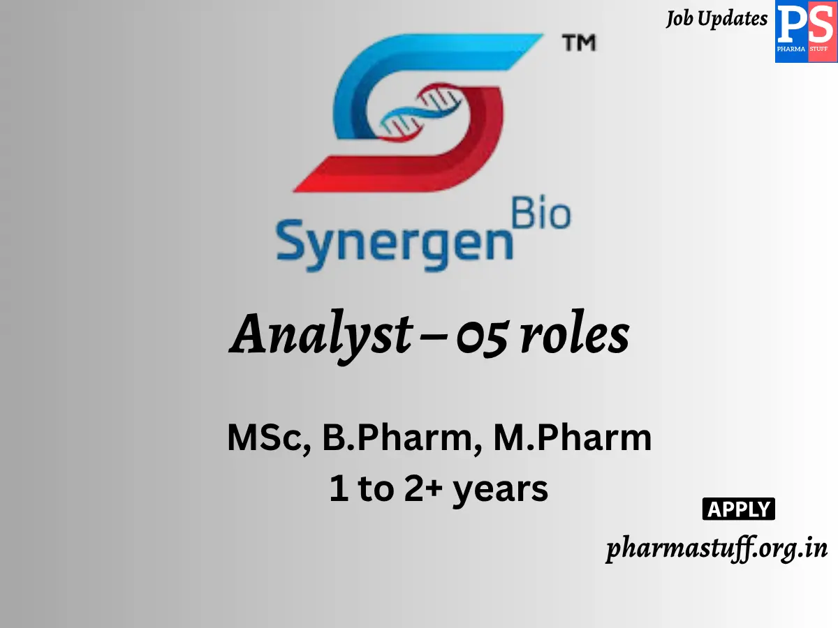Bio Synergen Hiring Analyst – 05 roles