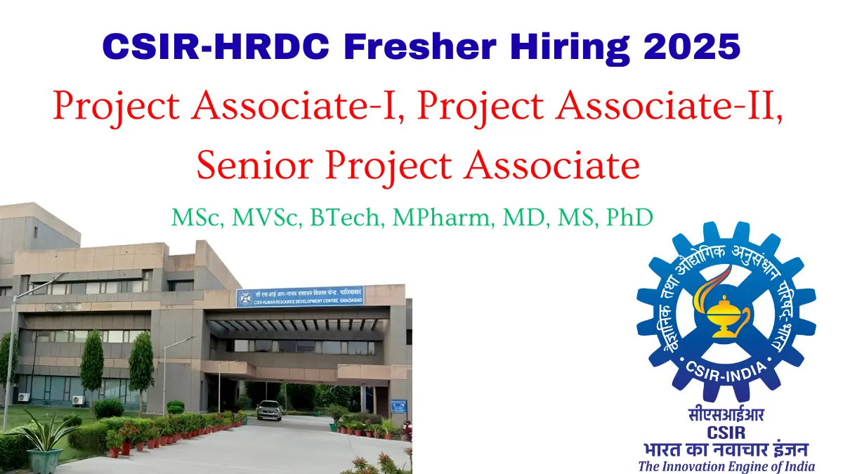 CSIR HRDC Project Based Hiring 2025 Project Associate I Project Associate II Senior Project Associate