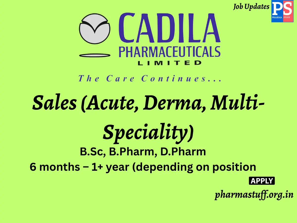Cadila Pharmaceuticals Walk in Sales Acute Derma Multi Speciality
