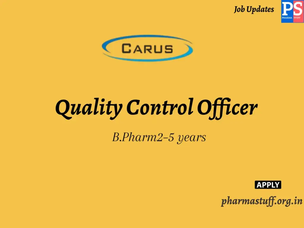 Carus Laboratories Hiring Quality Control Officer