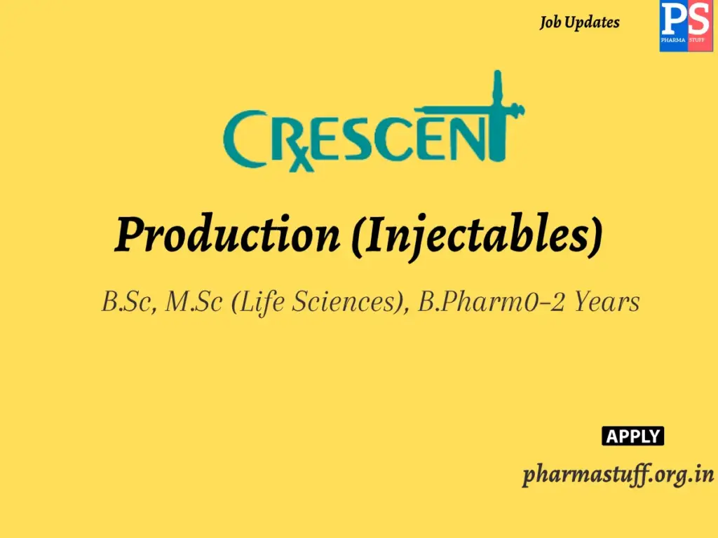 Crescent Labs Hiring Production (Injectables)