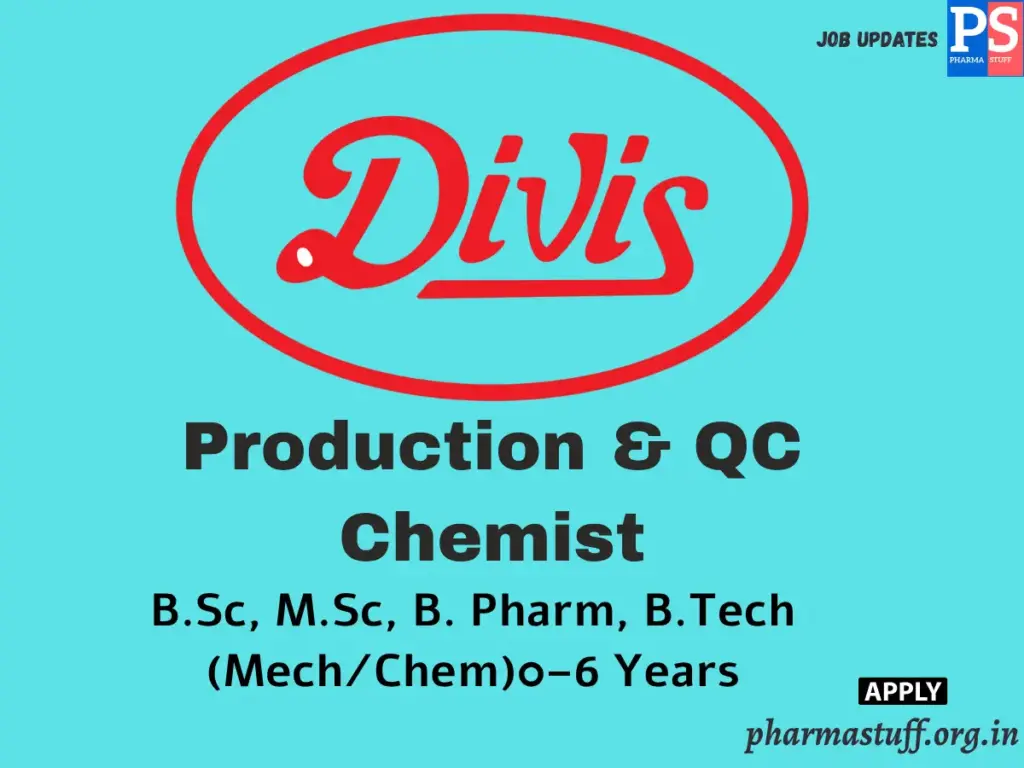 Divi's Laboratories Walk-in Production & QC Chemist
