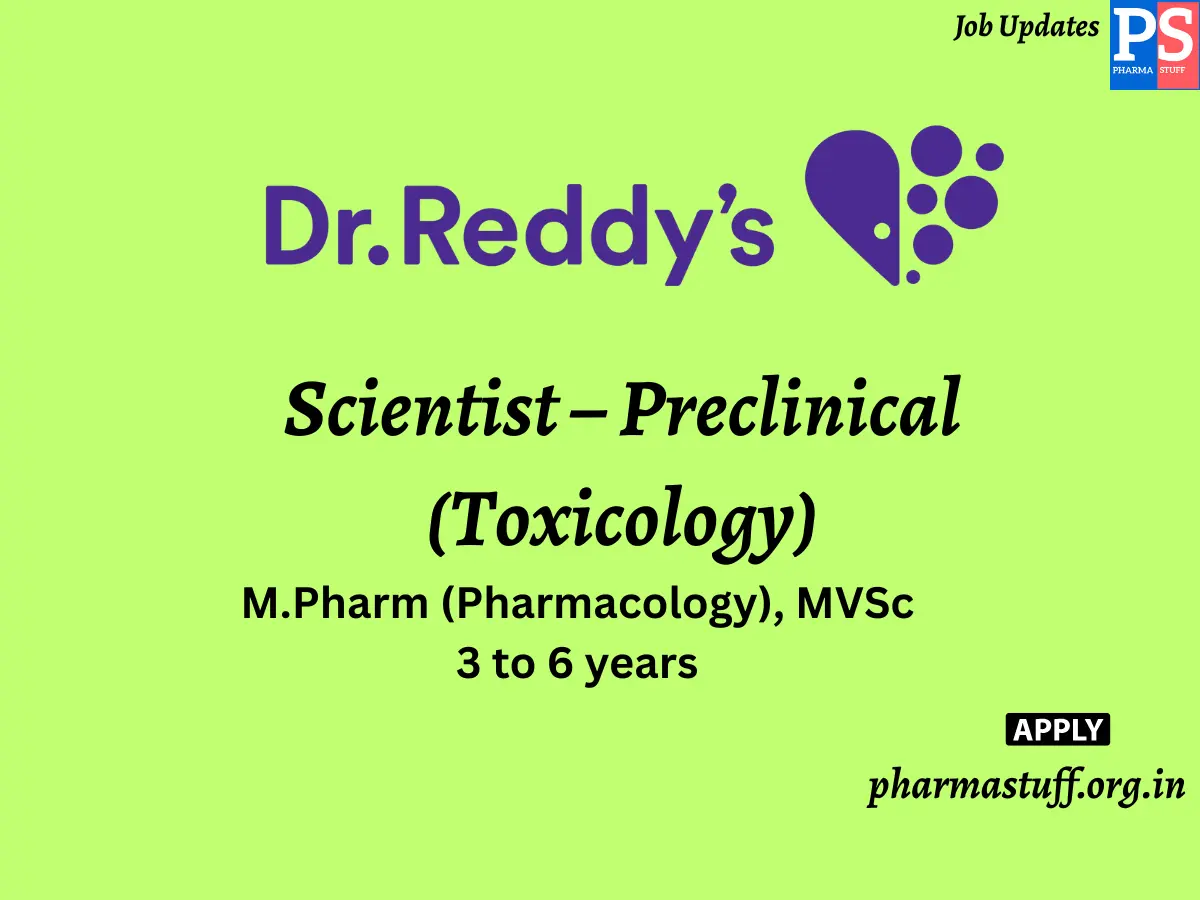 Dr. Reddys Laboratories Hiring Scientist – Preclinical