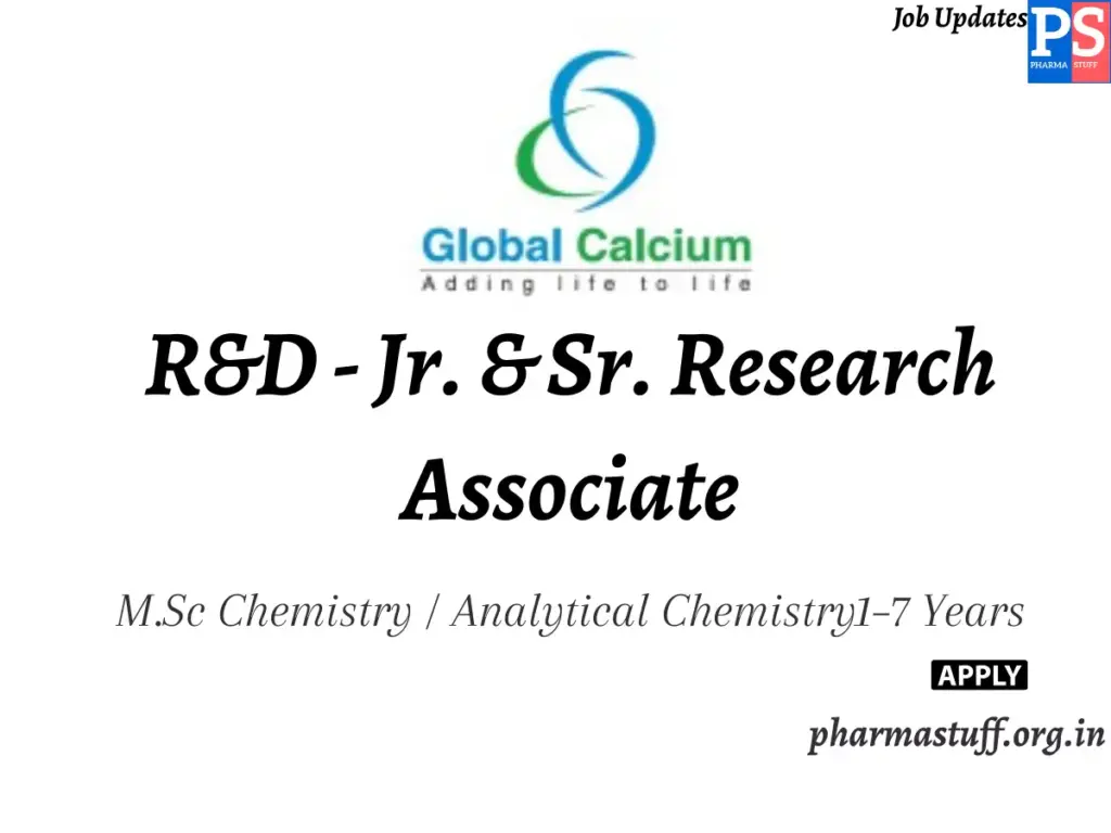 Global Calcium Hiring R&D - Jr. & Sr. Research Associate