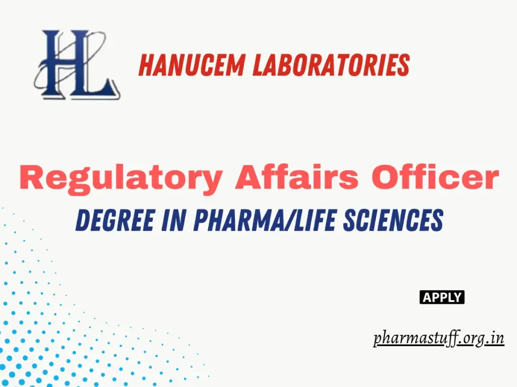 Hanucem Laboratories Regulatory Affairs Officer Jobs