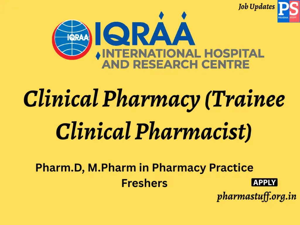 IQRAA International Hospital & Research Centre Walk-in Clinical Pharmacy (Trainee Clinical Pharmacist)