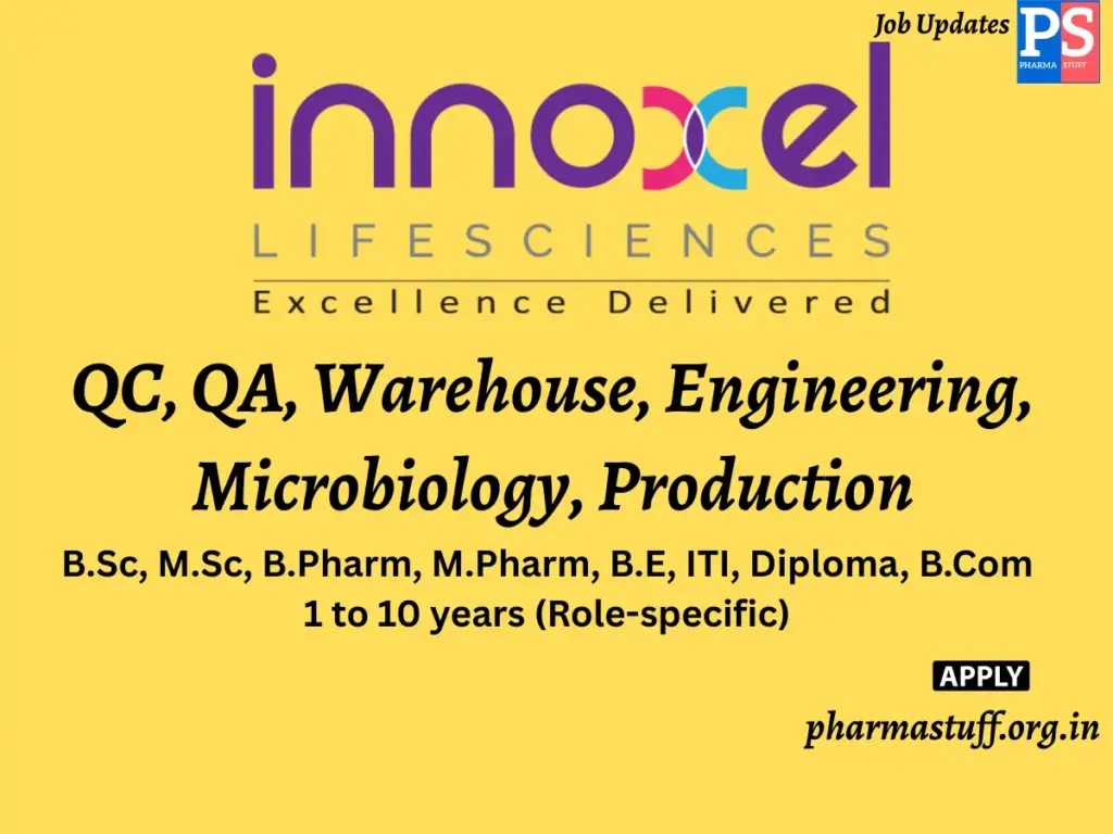Innoxel Lifesciences Walk-in QC, QA, Warehouse, Engineering, Microbiology, Production
