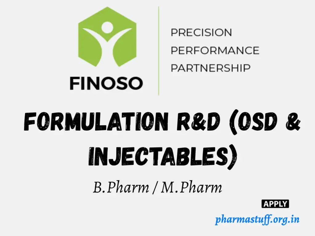 Formulation R&D Jobs at Finoso Pharma – Freshers & Experienced