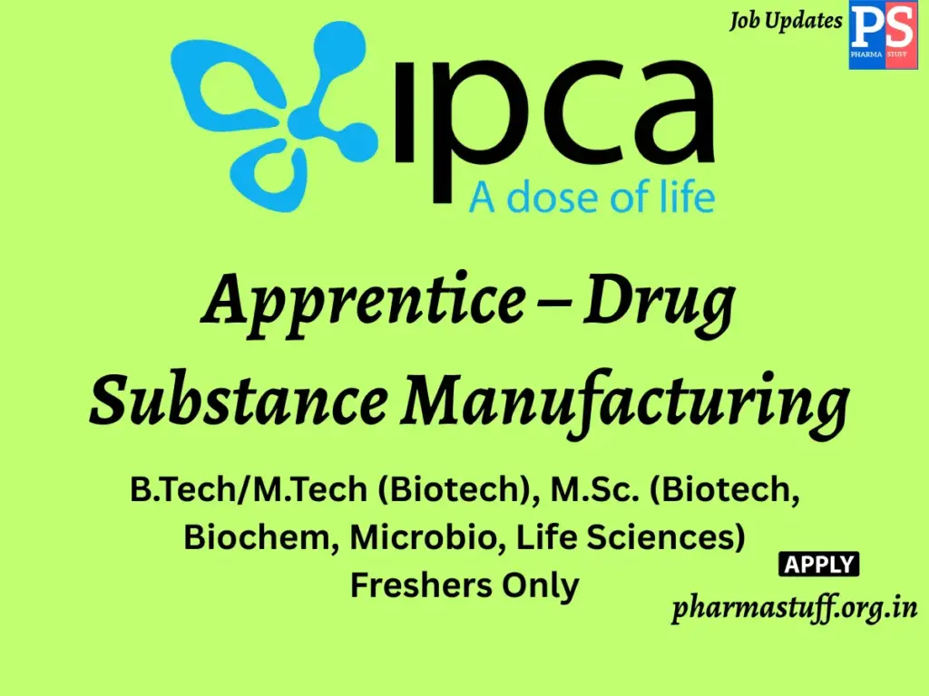 Ipca Laboratories Hiring Apprentice – Drug Substance Manufacturing
