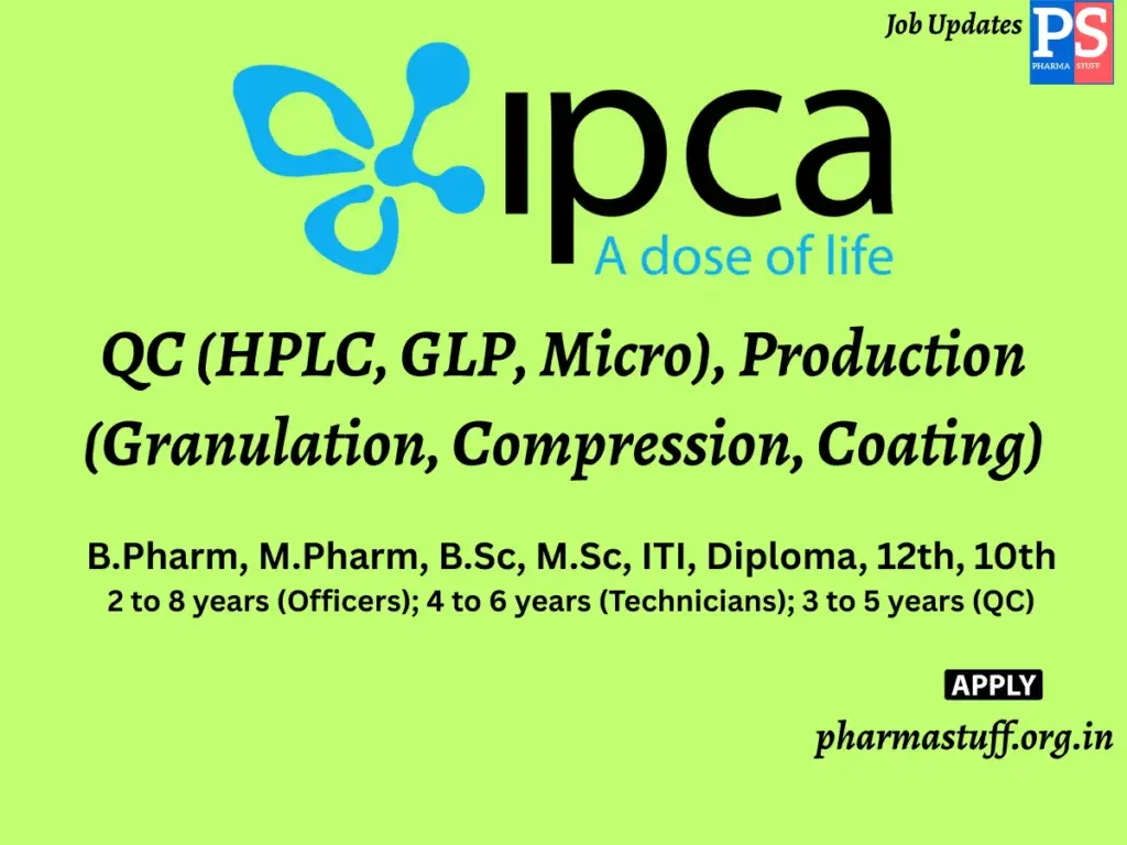 Ipca Laboratories Walk-In QC (HPLC, GLP, Micro), Production (Granulation, Compression, Coating)