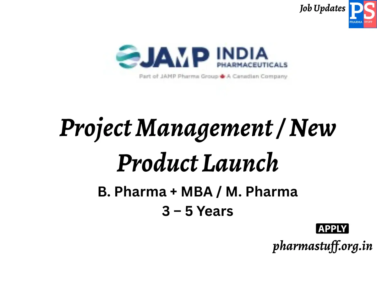 JAMP India Pharmaceuticals Hiring Project Management New Product Launch