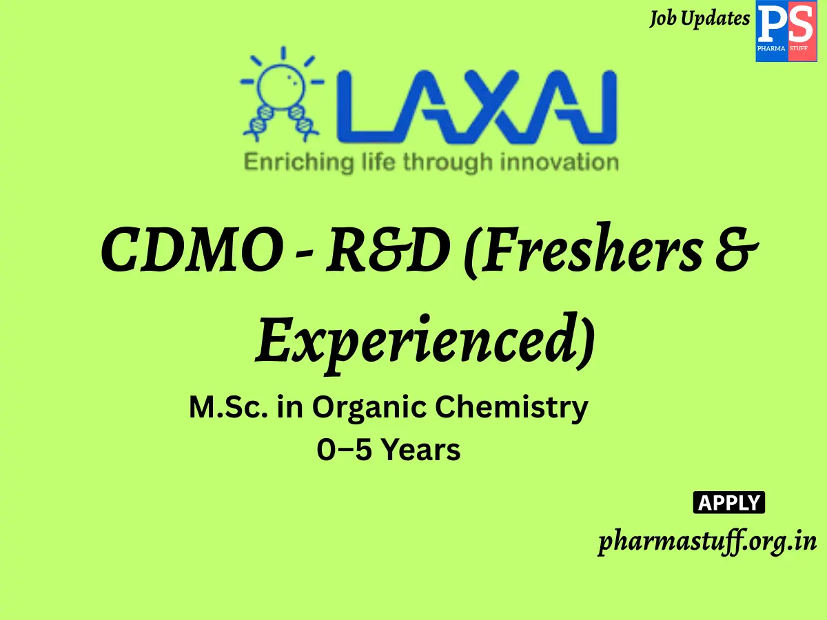 LAXAI Life Sciences Hiring CDMO RD Freshers