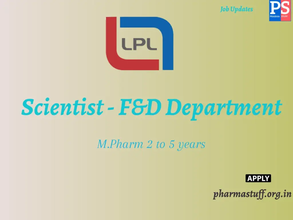 Lincoln Pharmaceuticals Walk-in Scientist - F&D Department