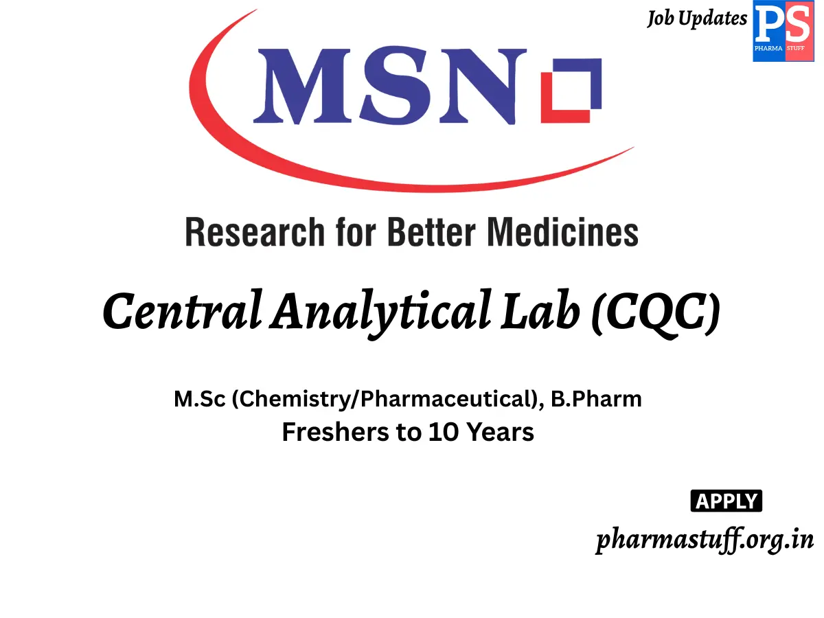 MSN Laboratories Walk In Central Analytical Lab CQC