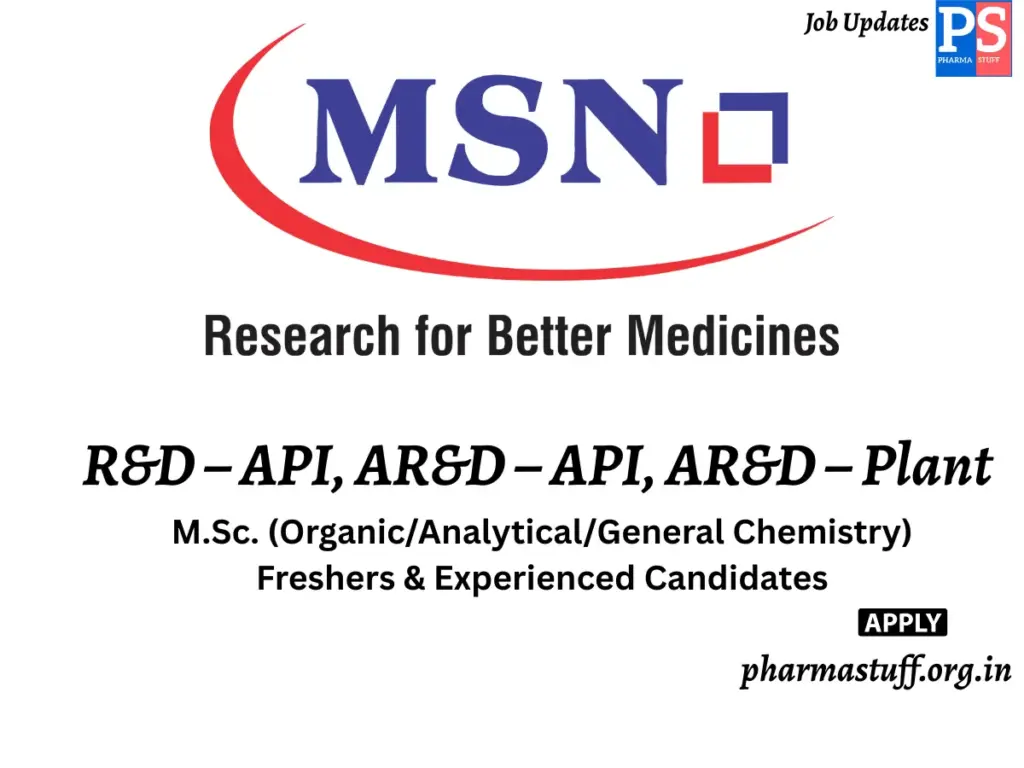 MSN Laboratories Walk-in R&D – API, AR&D – API, AR&D – Plant