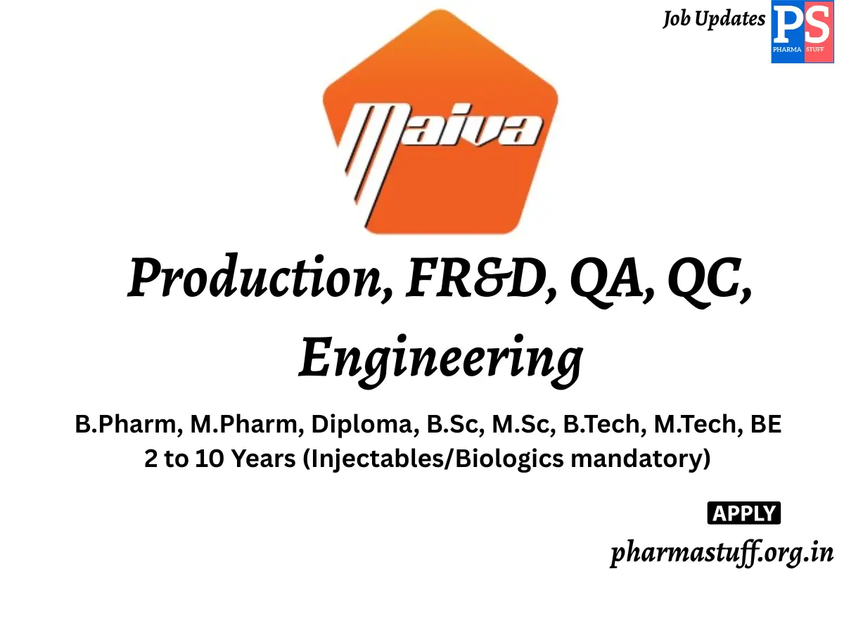 Maiva Pharma Walk in Production FRD QA QC Engineering