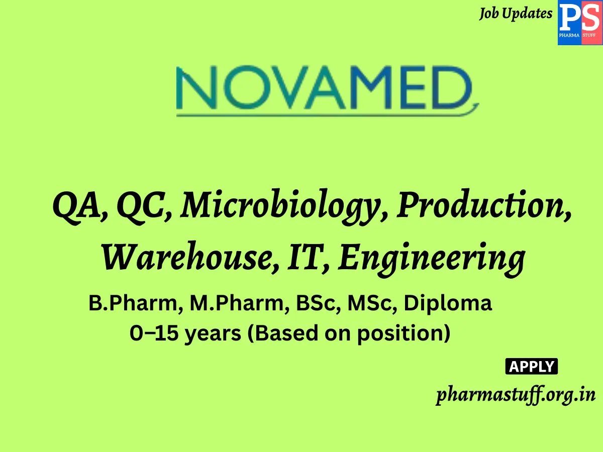 Novamed Laboratories Hiring QA QC Microbiology Production Warehouse IT Engineering
