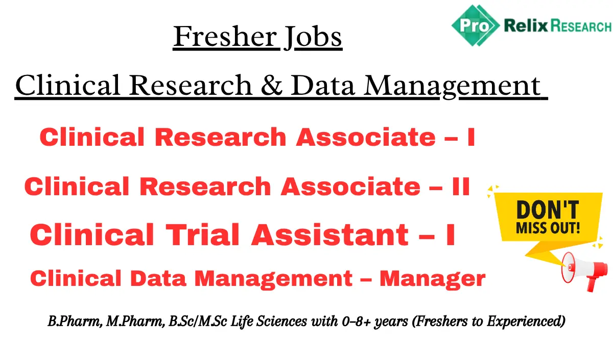 ProRelix Hiring CRA CTA CDM Roles Life Sciences Pharmacy 1