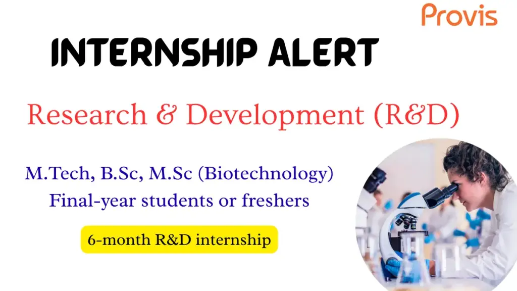 R&D Internship for Biotechnology Graduates | 6-Month Research Opportunity