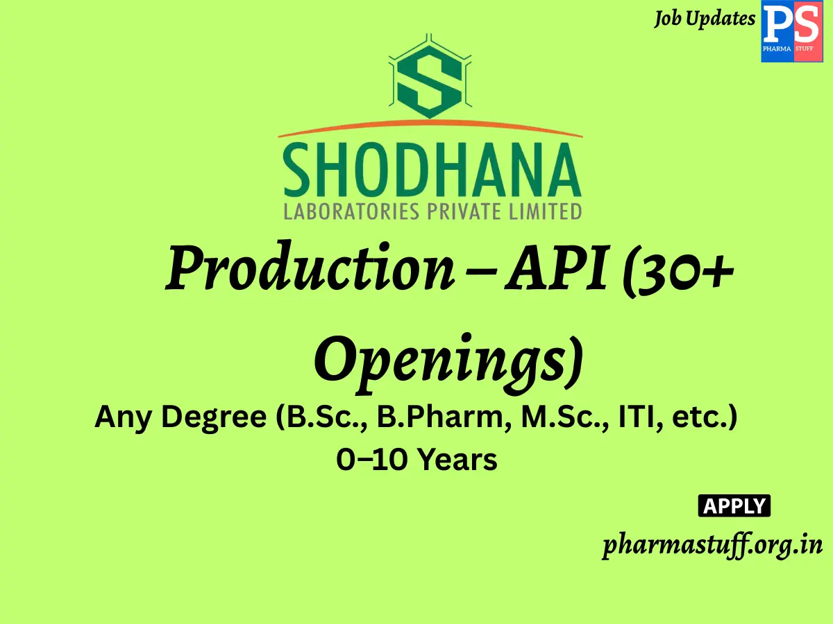 SPICA LaboratoriesSHODHANA Group Walk in Production – API 30 Openings