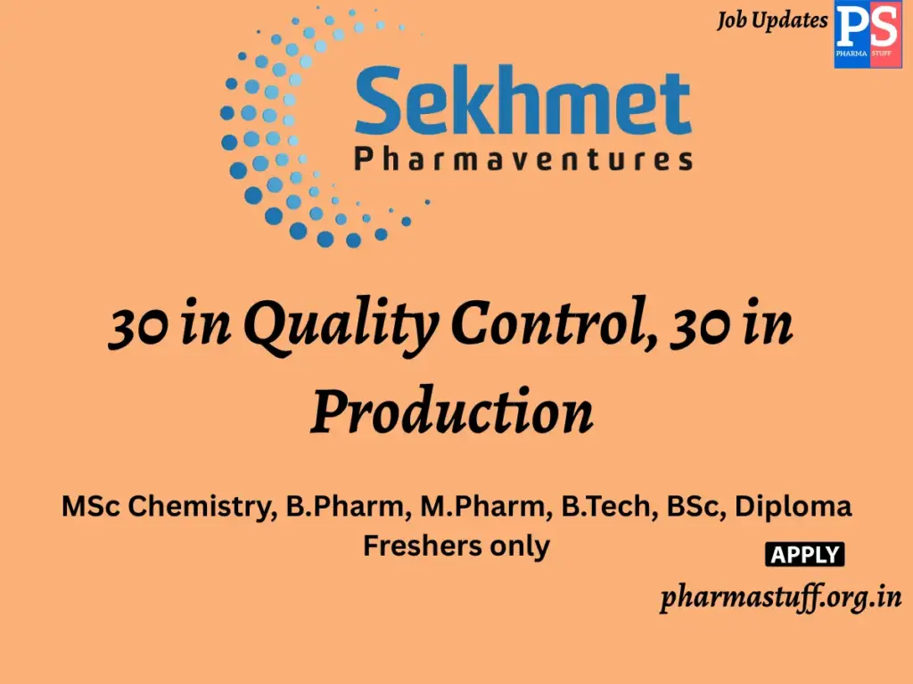 Sekhmet Pharmaventures Walk-In 30 in Quality Control, 30 in Production