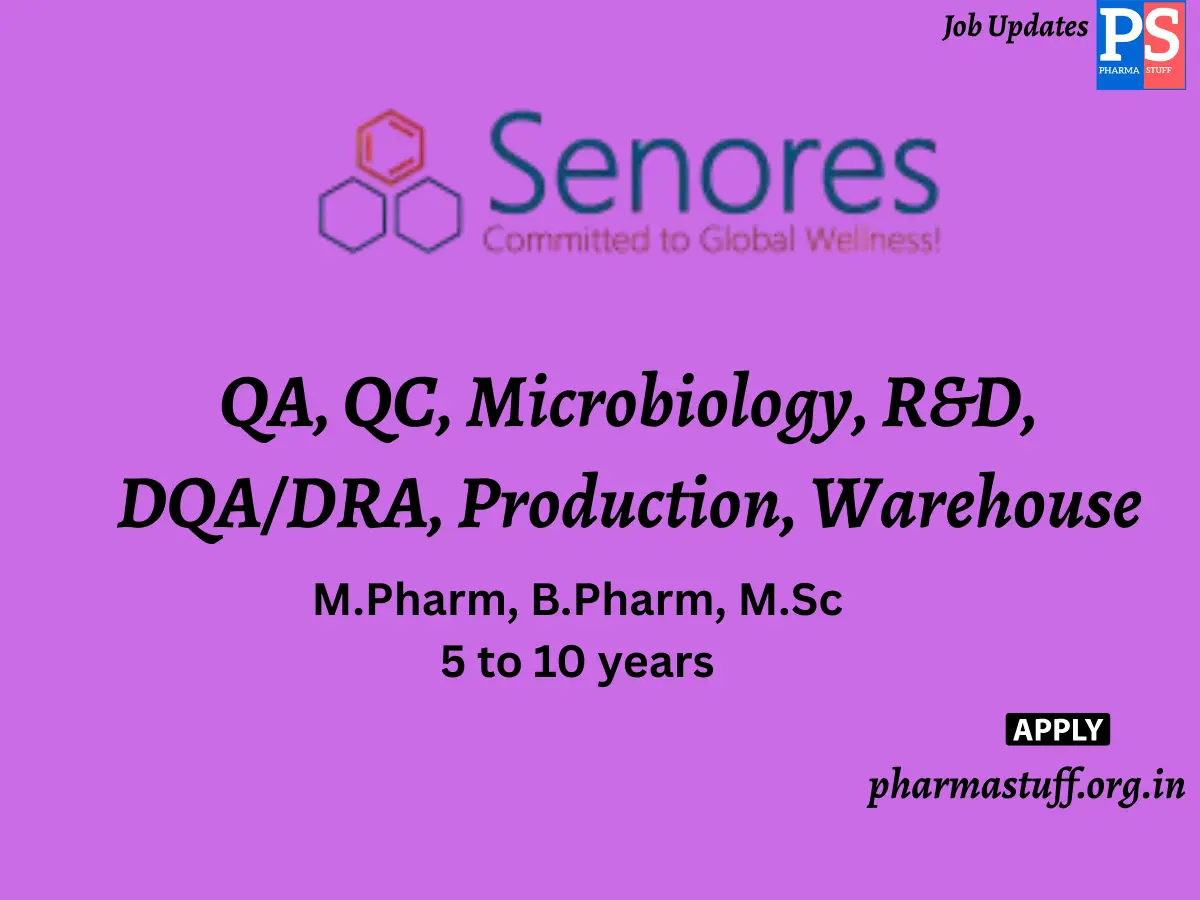 Senores Pharmaceuticals Walk In QA QC Microbiology RD DQADRA Production Warehouse