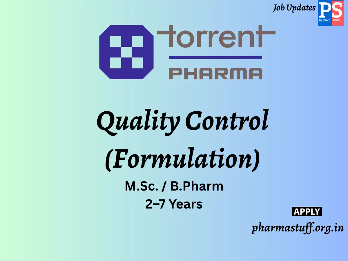 Torrent Pharmaceuticals Walk In Quality Control Formulation