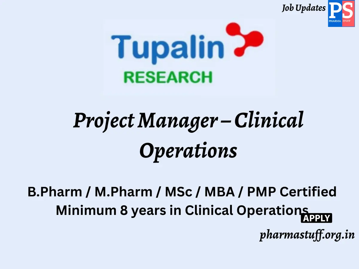 Tupalin Research Hiring Project Manager – Clinical Operations