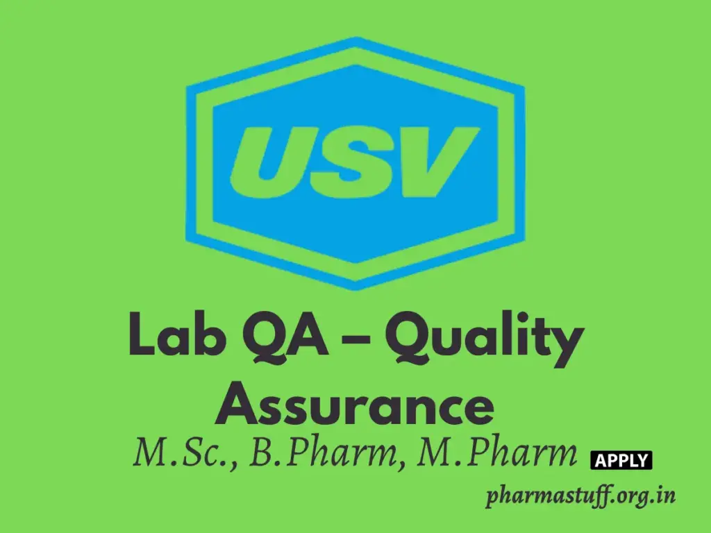USV Hiring Lab QA Executive/Sr. Executive Openings