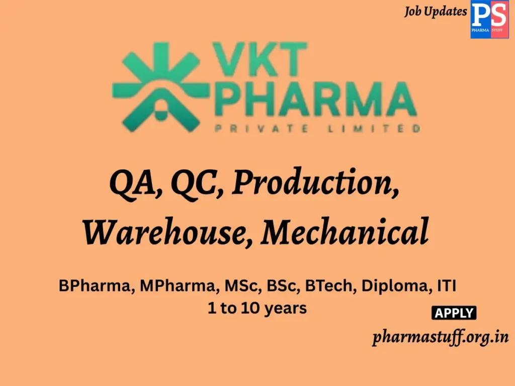VKT Pharma Walk-In QA, QC, Production, Warehouse, Mechanical