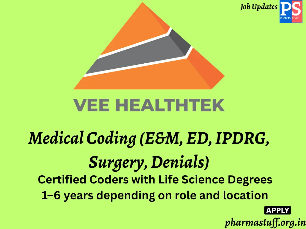Vee Healthtek Hiring Medical Coding EM ED IPDRG Surgery Denials