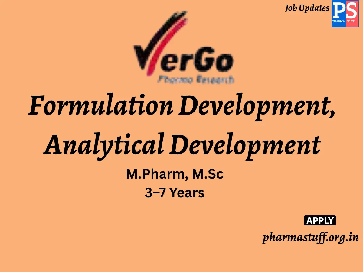 VerGo Pharma CDMO Hiring Formulation Development Analytical Development