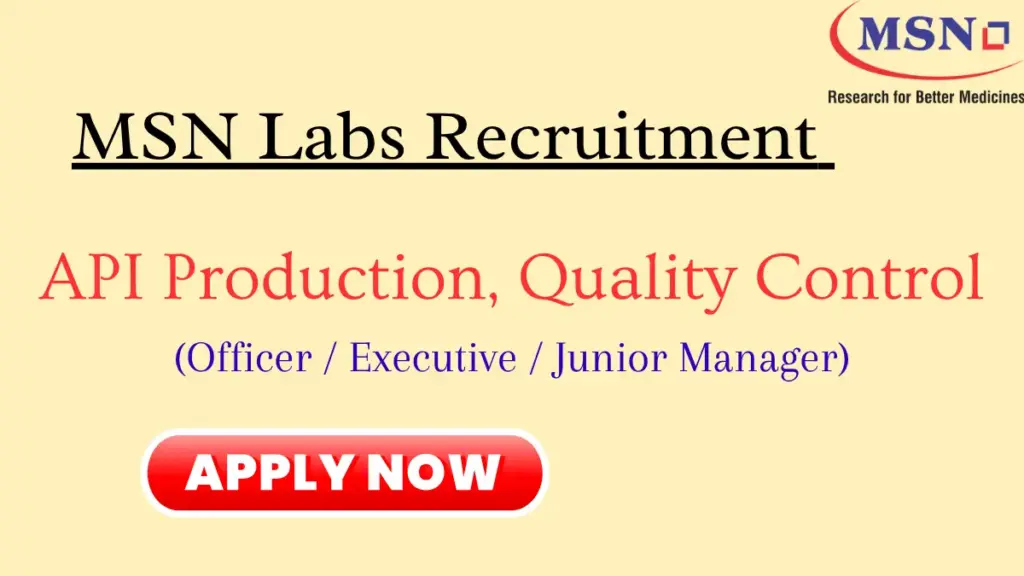 Walk In Interview for API Production QC Roles APICHEM