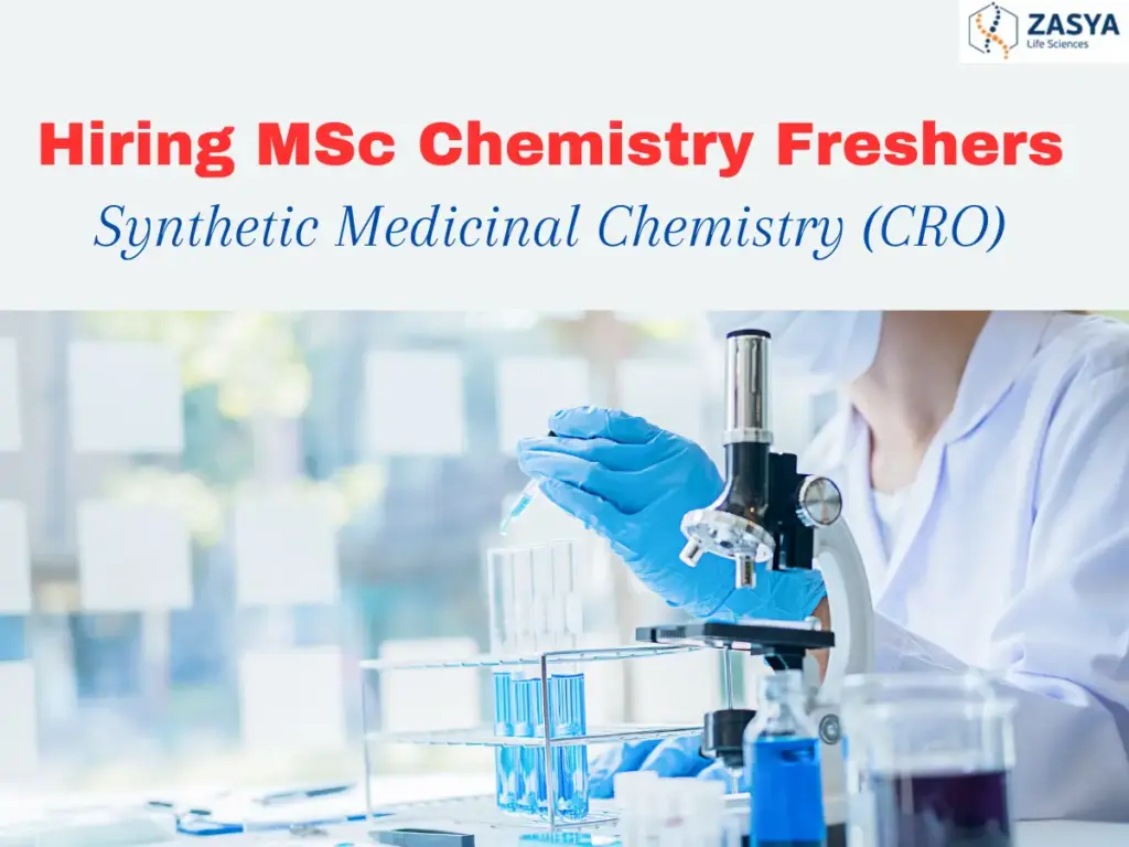 Zasya Life Sciences Hiring MSc Chemistry Freshers | Synthetic Medicinal Chemistry (CRO)