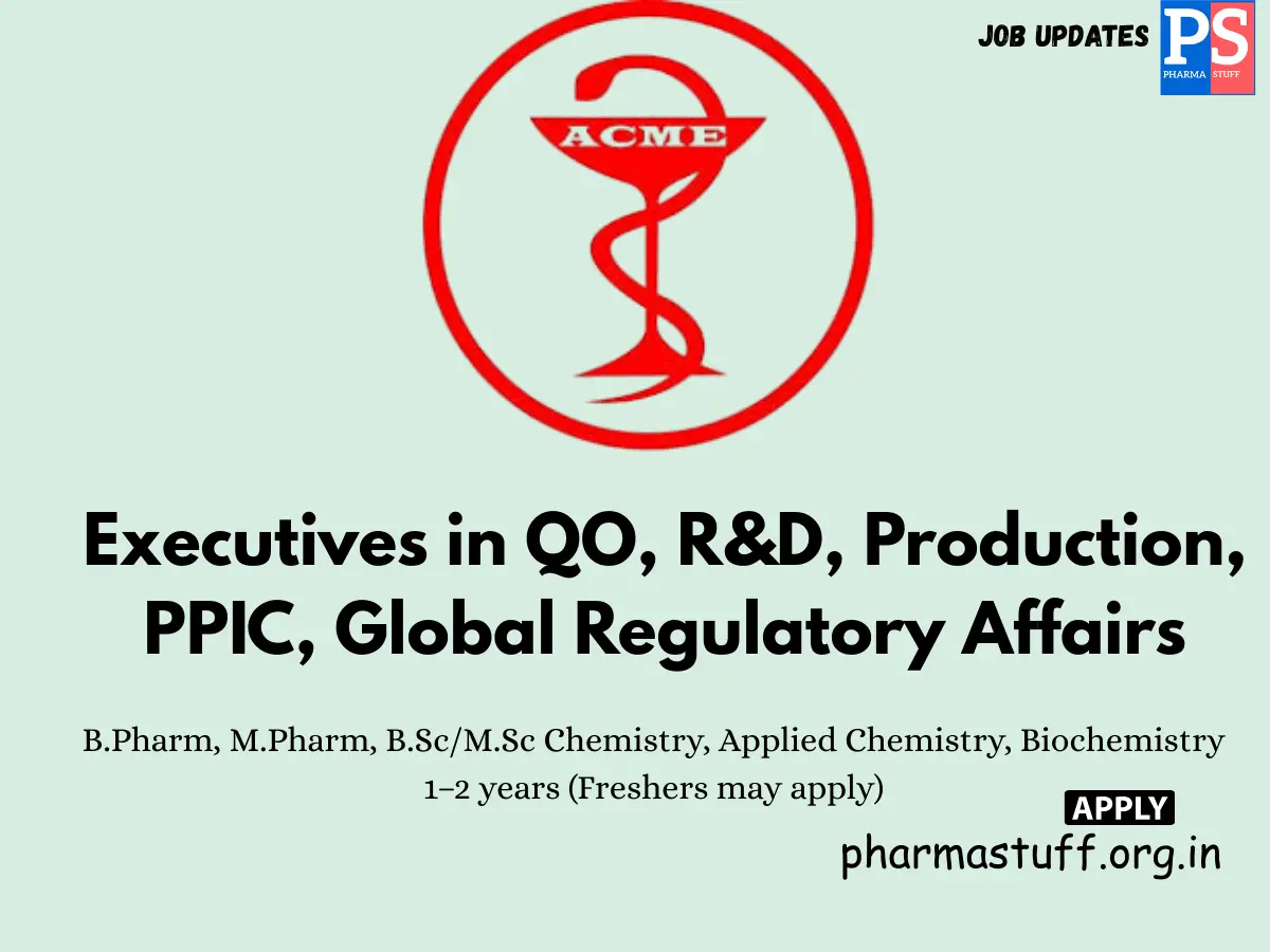 ACME Laboratories Hiring QA RD Production PPIC Global Regulatory Affairs