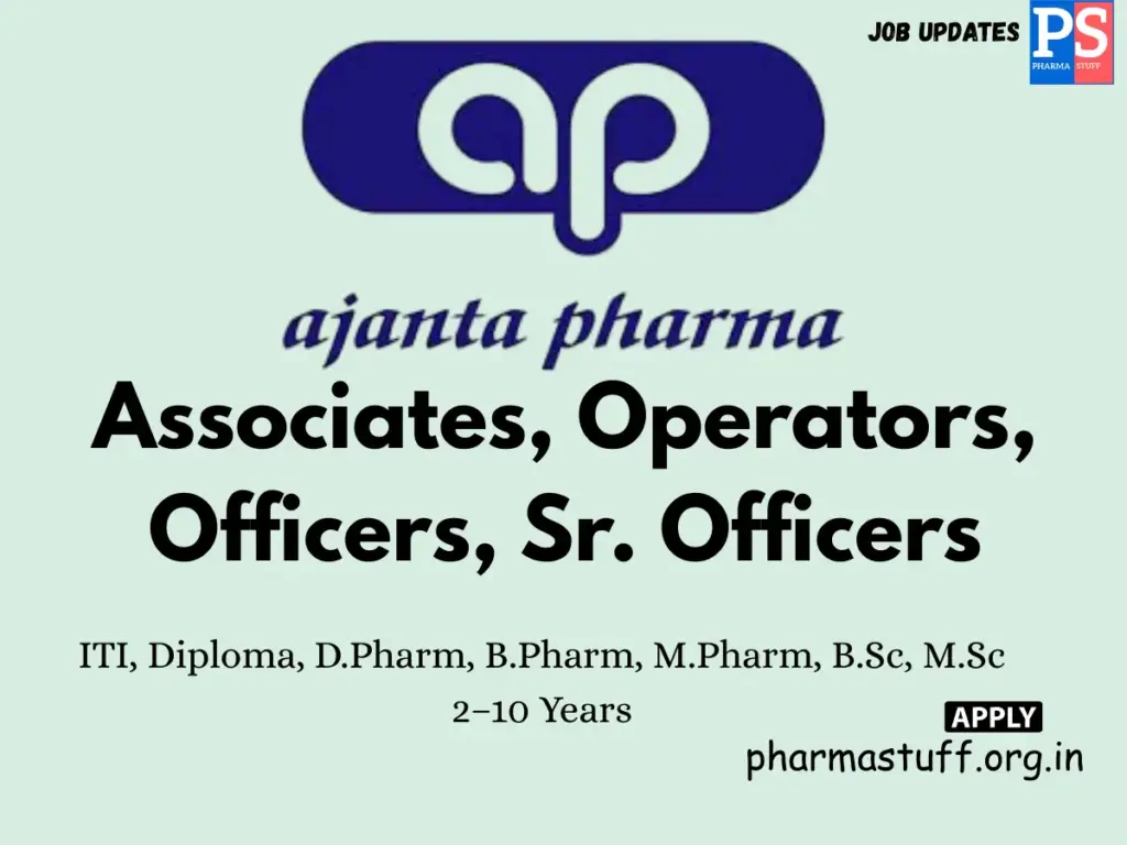 Ajanta Pharma Walk-in Manufacturing, QA & QC