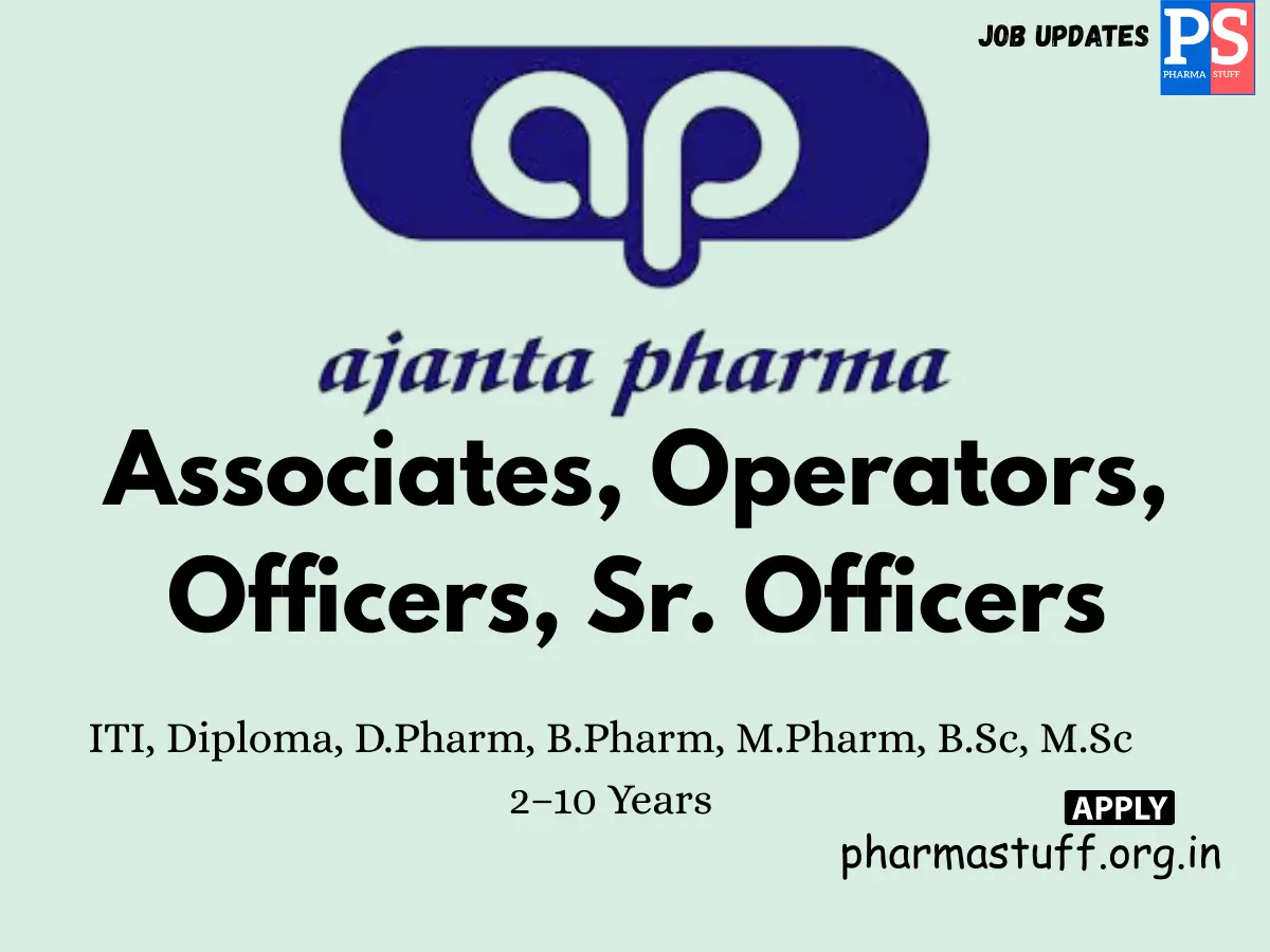 Ajanta Pharma Walk in Manufacturing QA QC