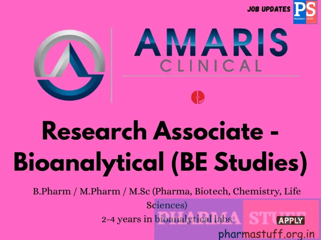 Amaris Clinical Hiring Research Associate - Bioanalytical (BE Studies)
