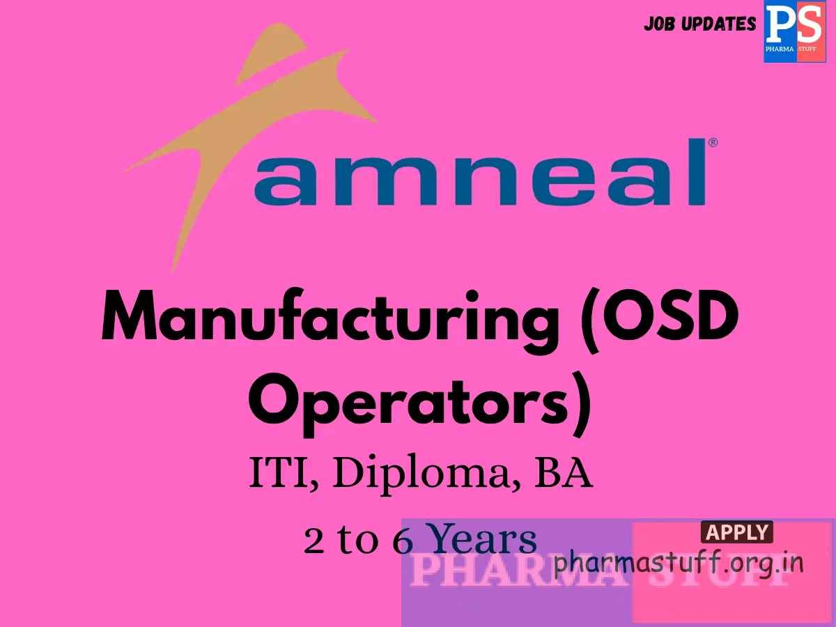 Amneal Pharmaceuticals Walk In Manufacturing OSD Operators
