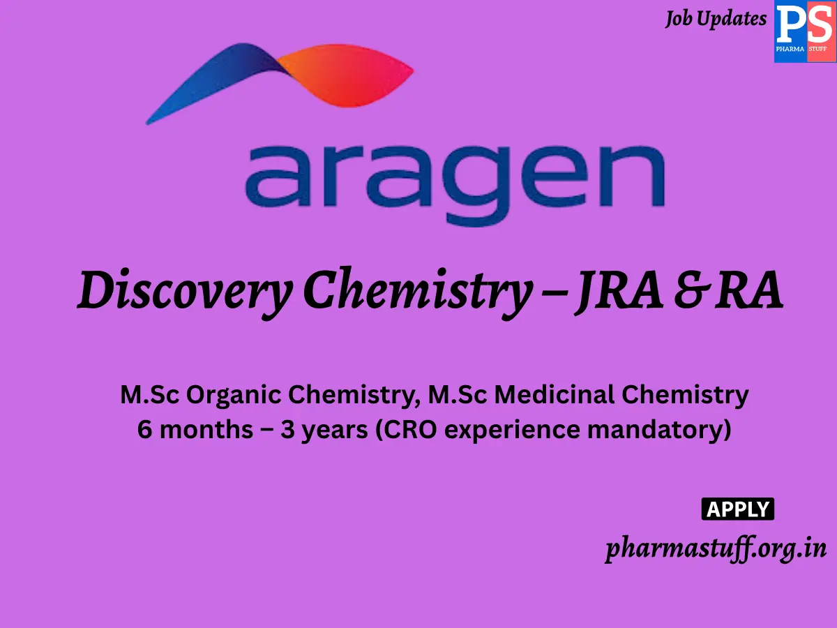 Aragen Lifesciences walk in Discovery Chemistry – JRA RA